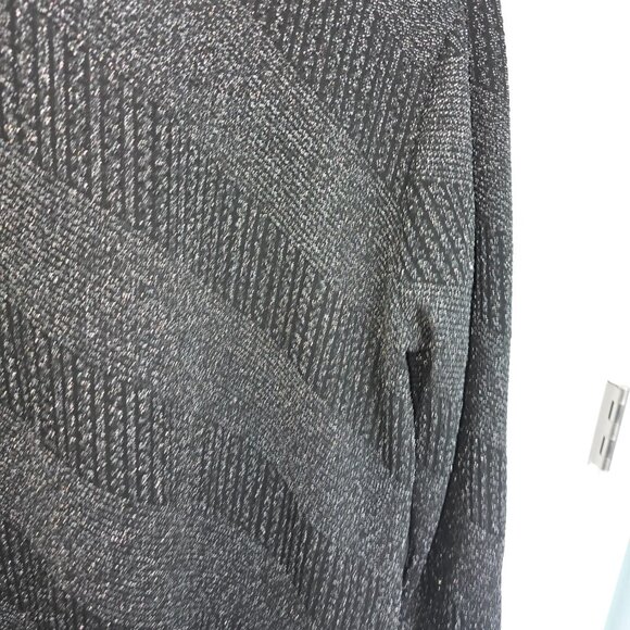 CJ Banks Black & Silver Sparkle Top - Size X Asymmetric Hem Party Holiday - Picture 3 of 6